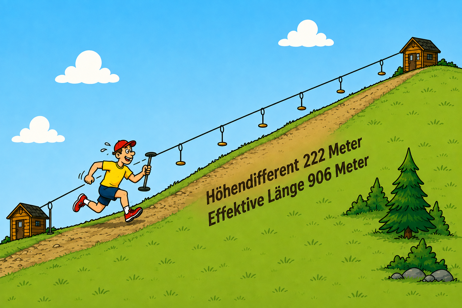Höhenprofil des Tellerlift-Laufs: 222 Meter Höhendifferenz auf 906 Metern effektiver Länge